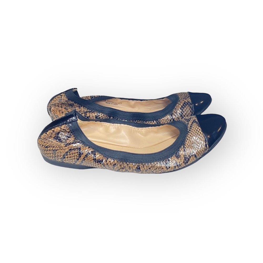 Cole Haan ⌘ Deltona Cap Toe Gore Leather Ballet Flats ⌘ Brown Snakeskin ⌘ 7.5M - Picture 2 of 16